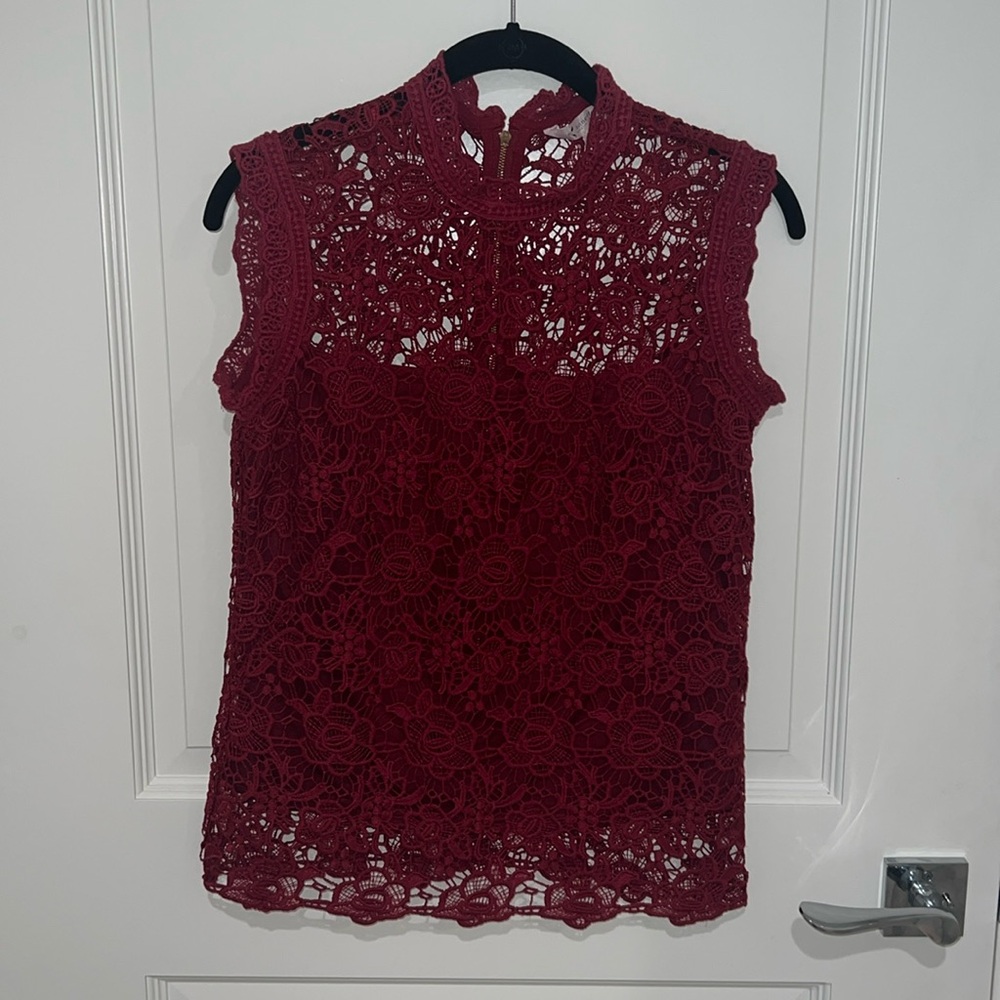 Burgandy/wine colored lace top